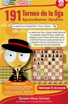 191° Liga Aprendamos Ajedrez Queen Mary School 25 de enero (2 horarios)