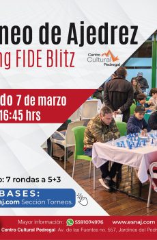 TORNEO FIDE BLITZ APRENDAMOS AJEDREZ  ESNAJ PEDREGAL 7 DE MARZO 16:45 hrs
