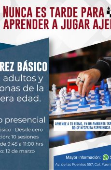 CURSO DE AJEDREZ PARA ADULTOS Y PERSONAS DE LA 3RA EDAD EN PEDREGAL Inicia 12 de marzo